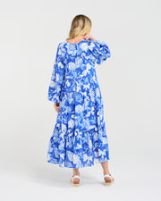 Liana Tiered V-neck Dress | Blue | Blackstone