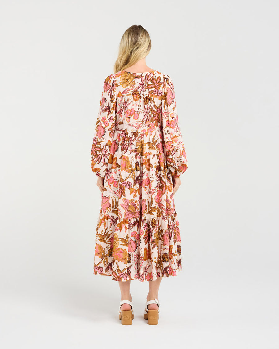 Liana Tiered V-neck Dress | Pink | Blackstone