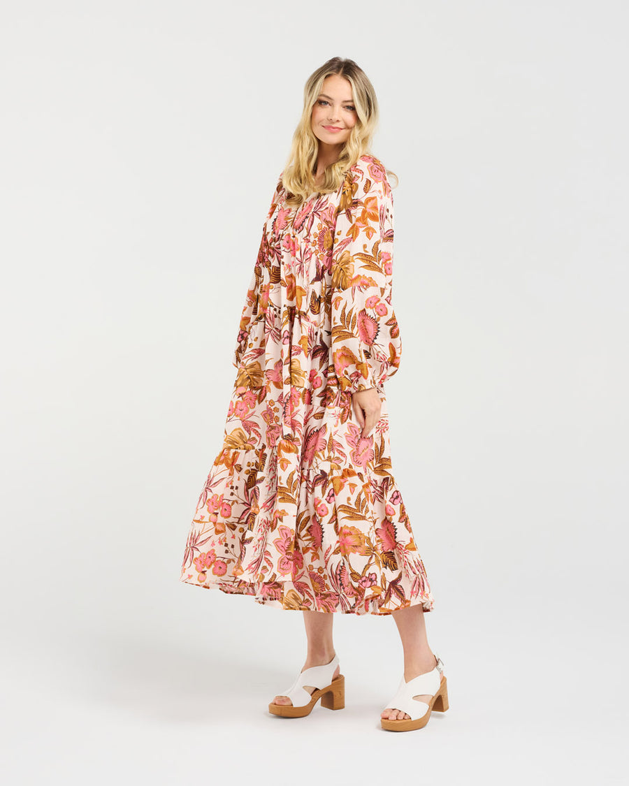 Liana Tiered V-neck Dress | Pink | Blackstone