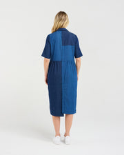 Elise Patchwork Denim Dress | Blackstone