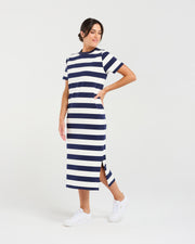 Emily Striped T-shirt Dress | Navy | Blackstone
