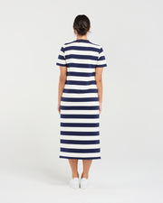 Emily Striped T-shirt Dress | Navy | Blackstone