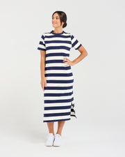 Emily Striped T-shirt Dress | Navy | Blackstone