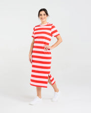 Emily Striped T-shirt Dress | Red | Blackstone