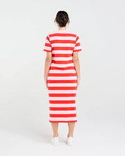 Emily Striped T-shirt Dress | Red | Blackstone