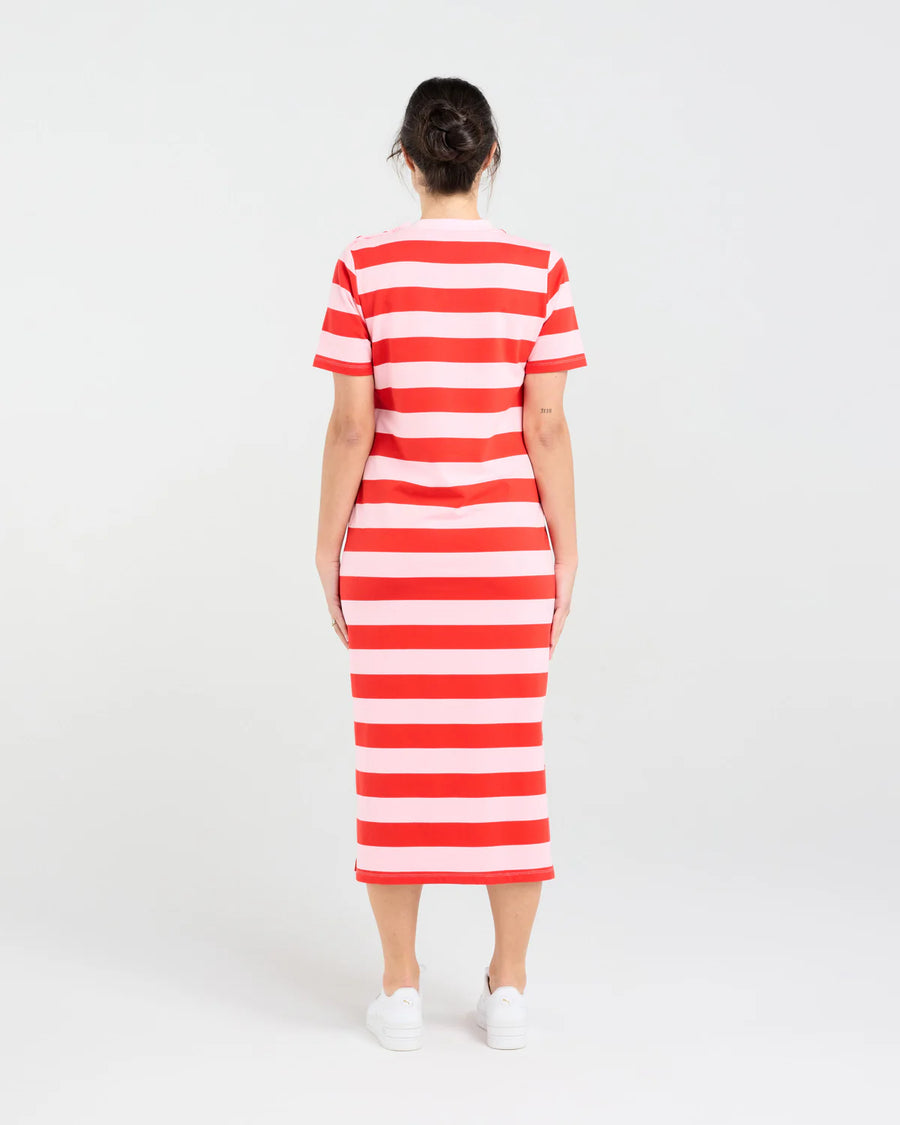 Emily Striped T-shirt Dress | Red | Blackstone