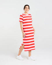 Emily Striped T-shirt Dress | Red | Blackstone