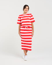 Remy Boxy Tee | Red/Pink Stripe | Blackstone