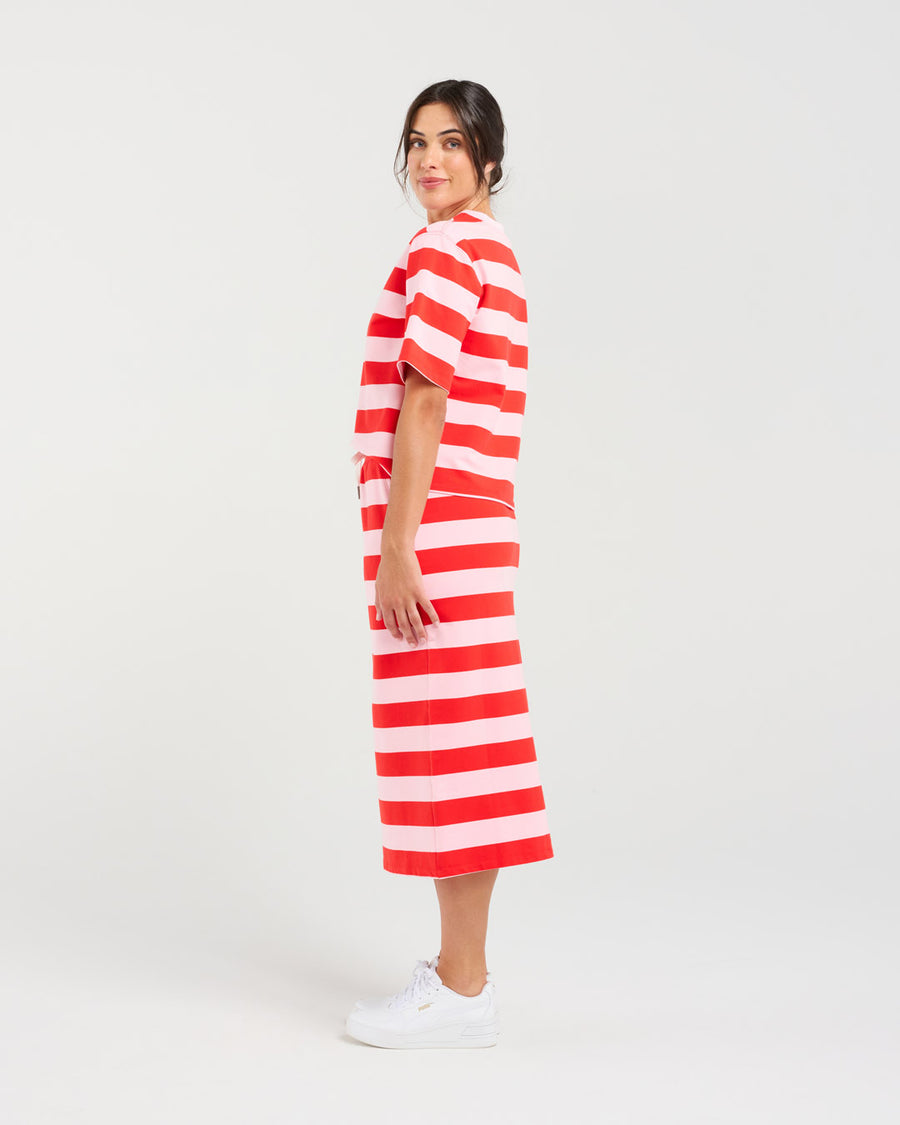 Remy Boxy Tee | Red/Pink Stripe | Blackstone