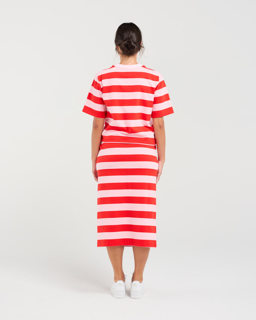 Remy Boxy Tee | Red/Pink Stripe | Blackstone