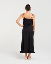 Carine Frill Hem Linen Skirt | Black | Blackstone