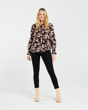 Ali Shirred Top | Black Multi | Blackstone