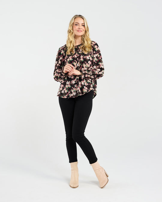 Ali Shirred Top | Black Multi | Blackstone