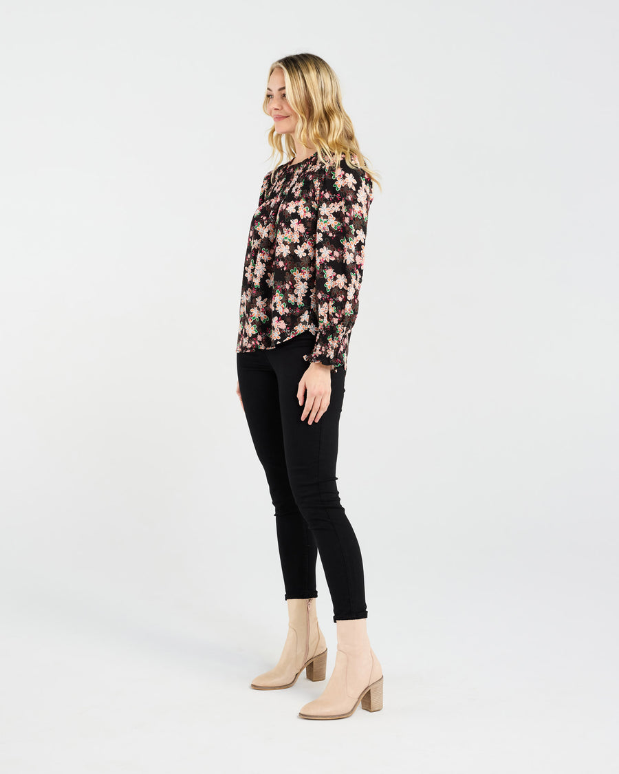 Ali Shirred Top | Black Multi | Blackstone