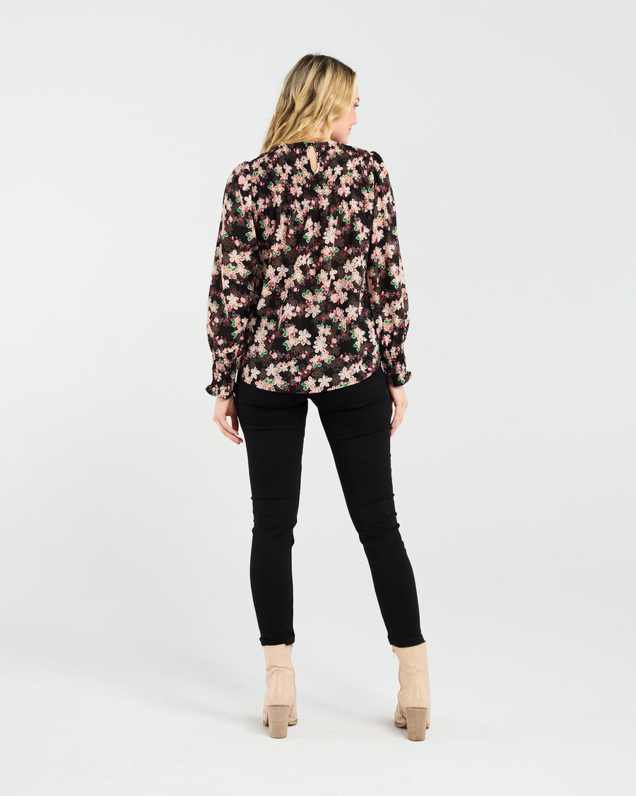 Ali Shirred Top | Black Multi | Blackstone