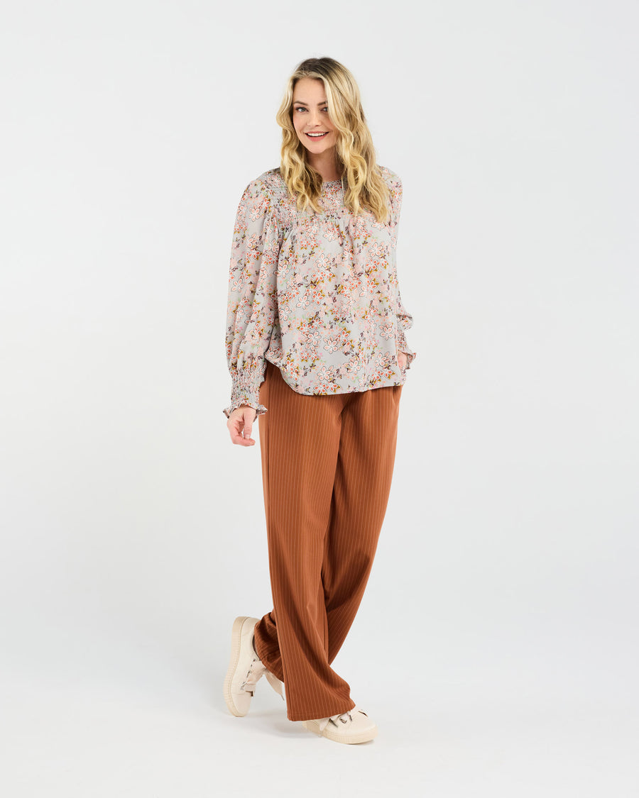 Ali Shirred Top | Dove Multi | Blackstone