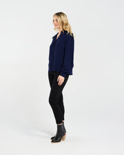 Amelia Lace Trim Shirt | Navy | Blackstone