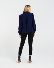 Amelia Lace Trim Shirt | Navy | Blackstone