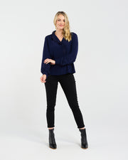 Amelia Lace Trim Shirt | Navy | Blackstone
