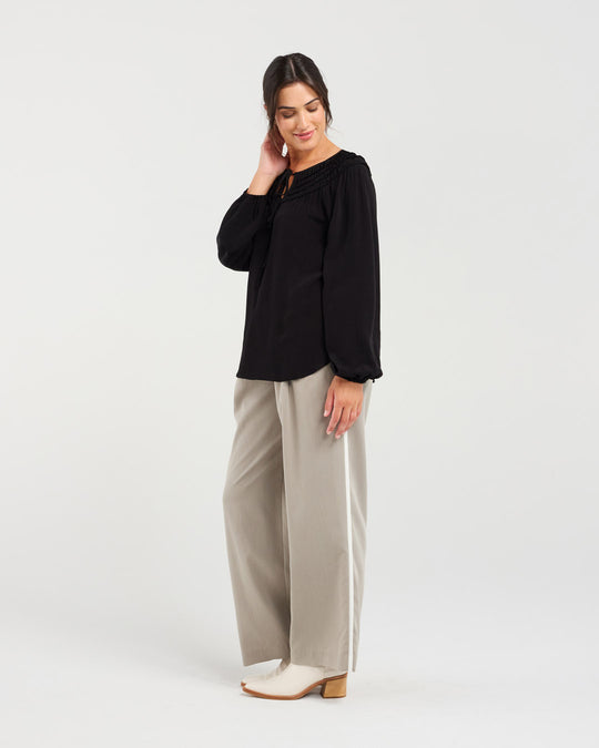 Laura Luxe Tie Top | Black | Blackstone