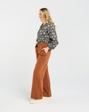 Rowan Wide Leg Pant | Cinnamon/White | Blackstone