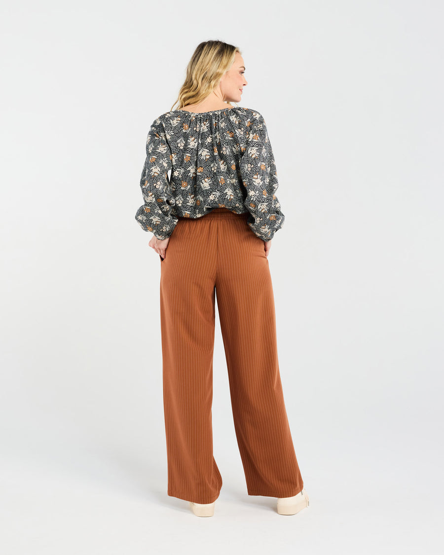 Rowan Wide Leg Pant | Cinnamon/White | Blackstone