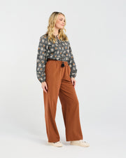 Rowan Wide Leg Pant | Cinnamon/White | Blackstone