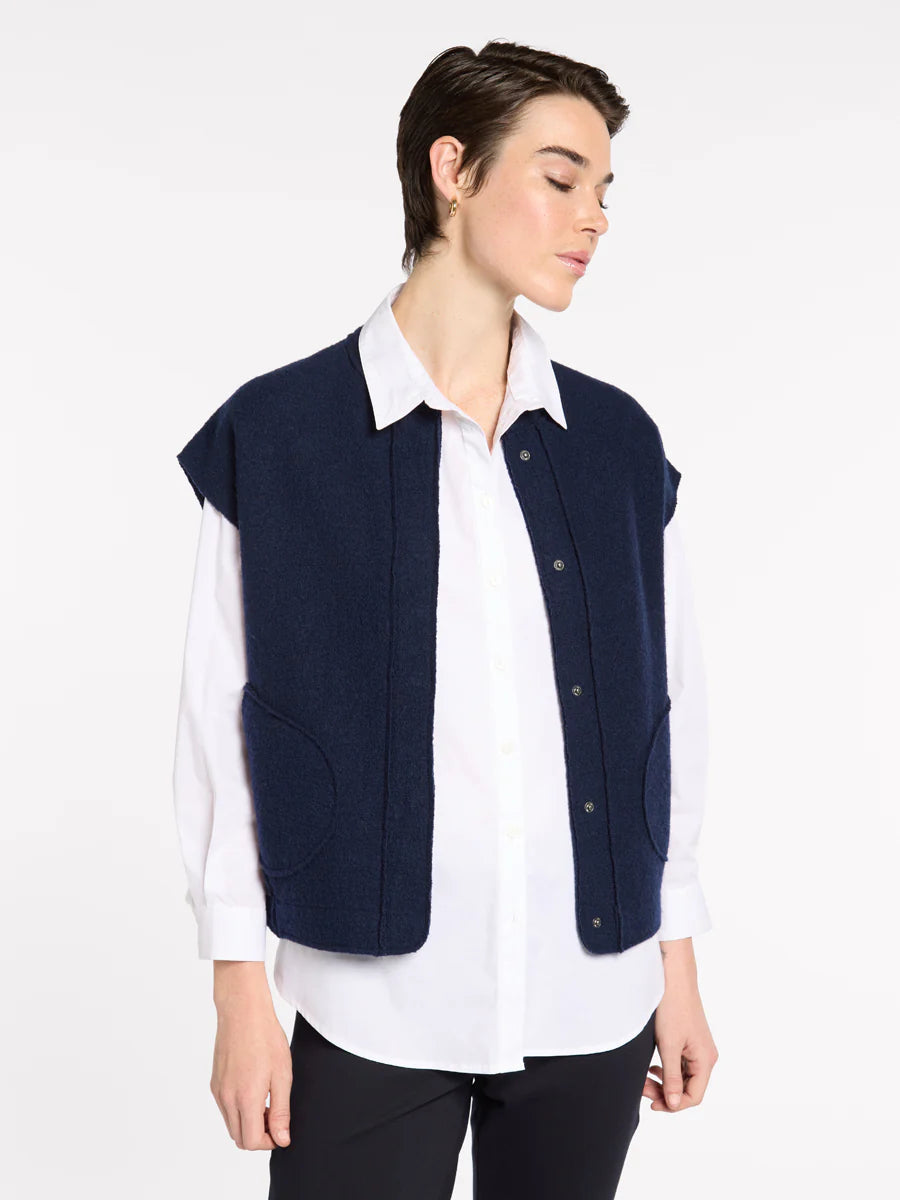 Boxy Boiled Wool Vest | Marco Polo