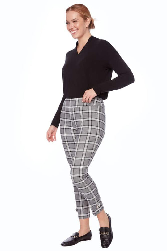 Metallic Plaid Techno Ankle Pant | Metallic | UP!