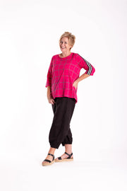 Pleat Back Top | Pink Chq | Jellicoe