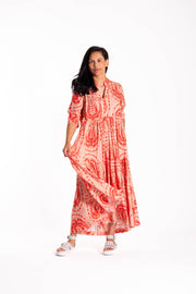 Collar Tiered Dress | Palm | Jellicoe