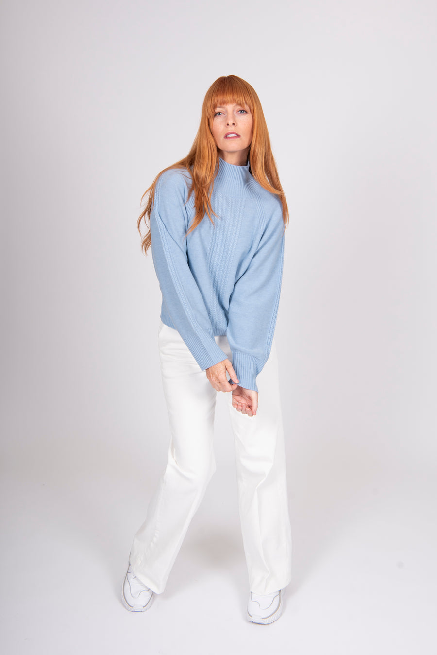 Cable Raglan Pullover | Sky Blue | Bridge & Lord