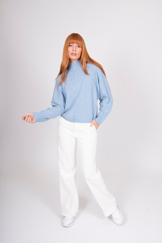 Cable Raglan Pullover | Sky Blue | Bridge & Lord