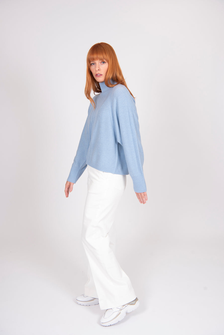 Cable Raglan Pullover | Sky Blue | Bridge & Lord
