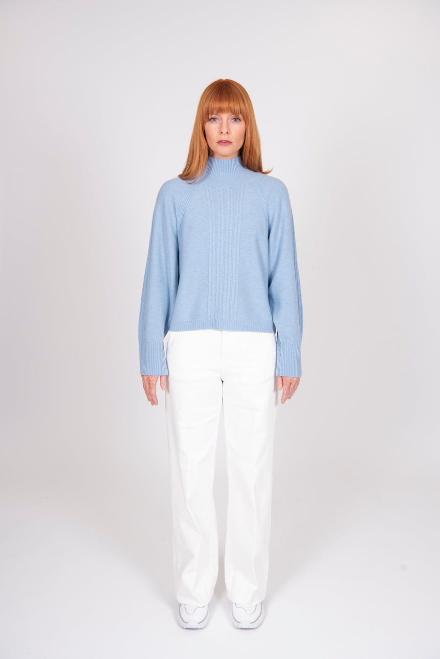 Cable Raglan Pullover | Sky Blue | Bridge & Lord
