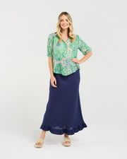 Darrell Gathered Shirt | Green | Blackstone