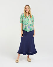 Darrell Gathered Shirt | Green | Blackstone