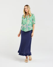 Darrell Gathered Shirt | Green | Blackstone