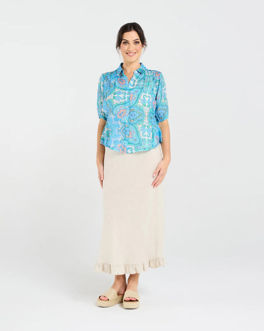 Darrell Gathered Shirt | Blue | Blackstone