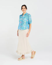 Darrell Gathered Shirt | Blue | Blackstone