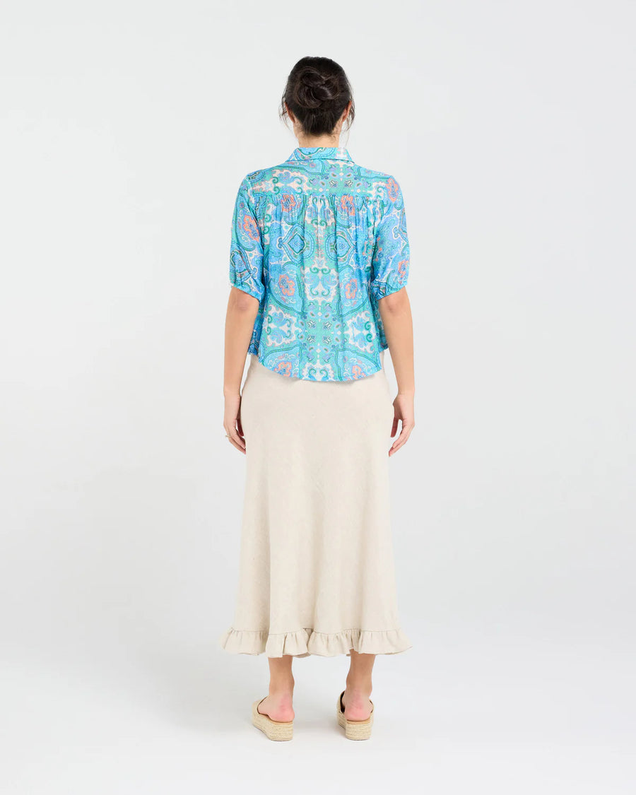 Darrell Gathered Shirt | Blue | Blackstone