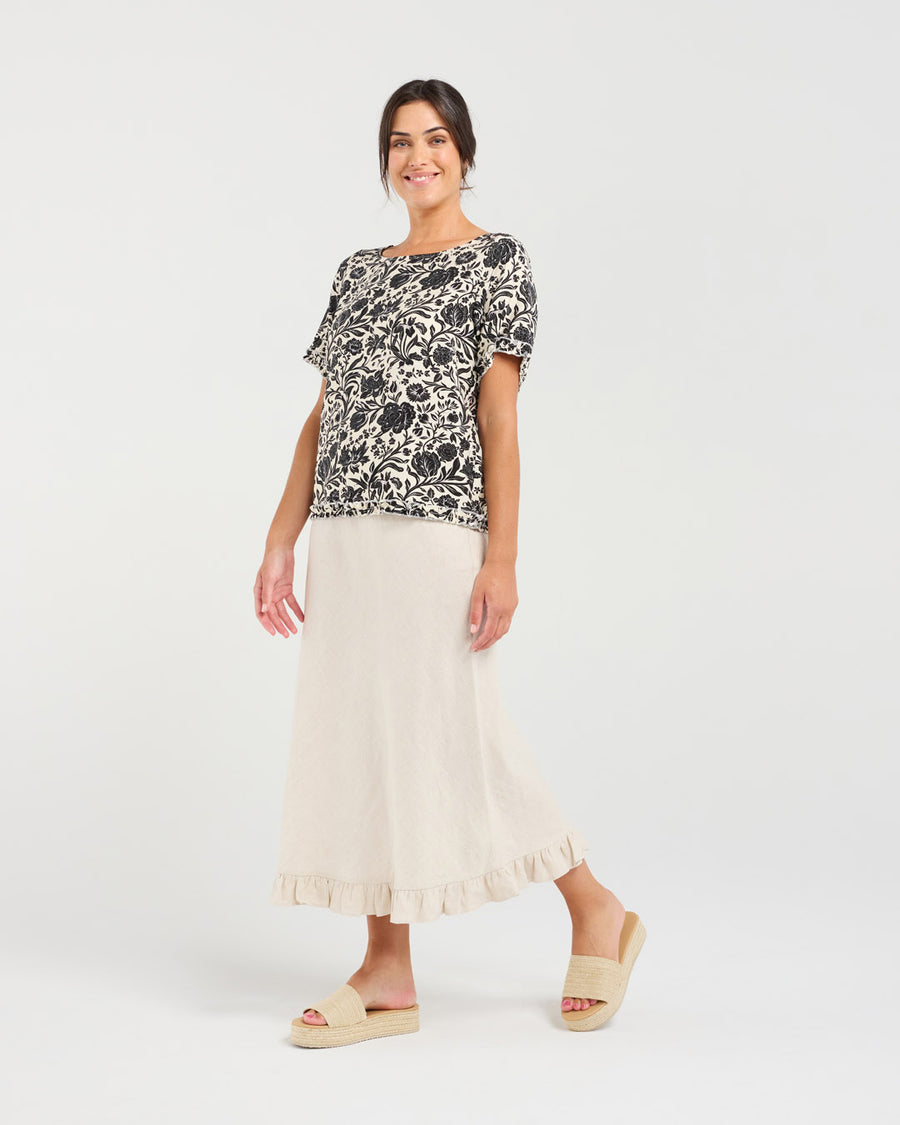 Lydia Frill Top | Rose/Black | Blackstone