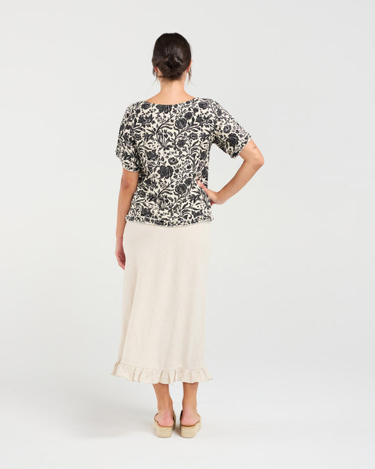 Lydia Frill Top | Rose/Black | Blackstone