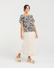 Lydia Frill Top | Rose/Black | Blackstone