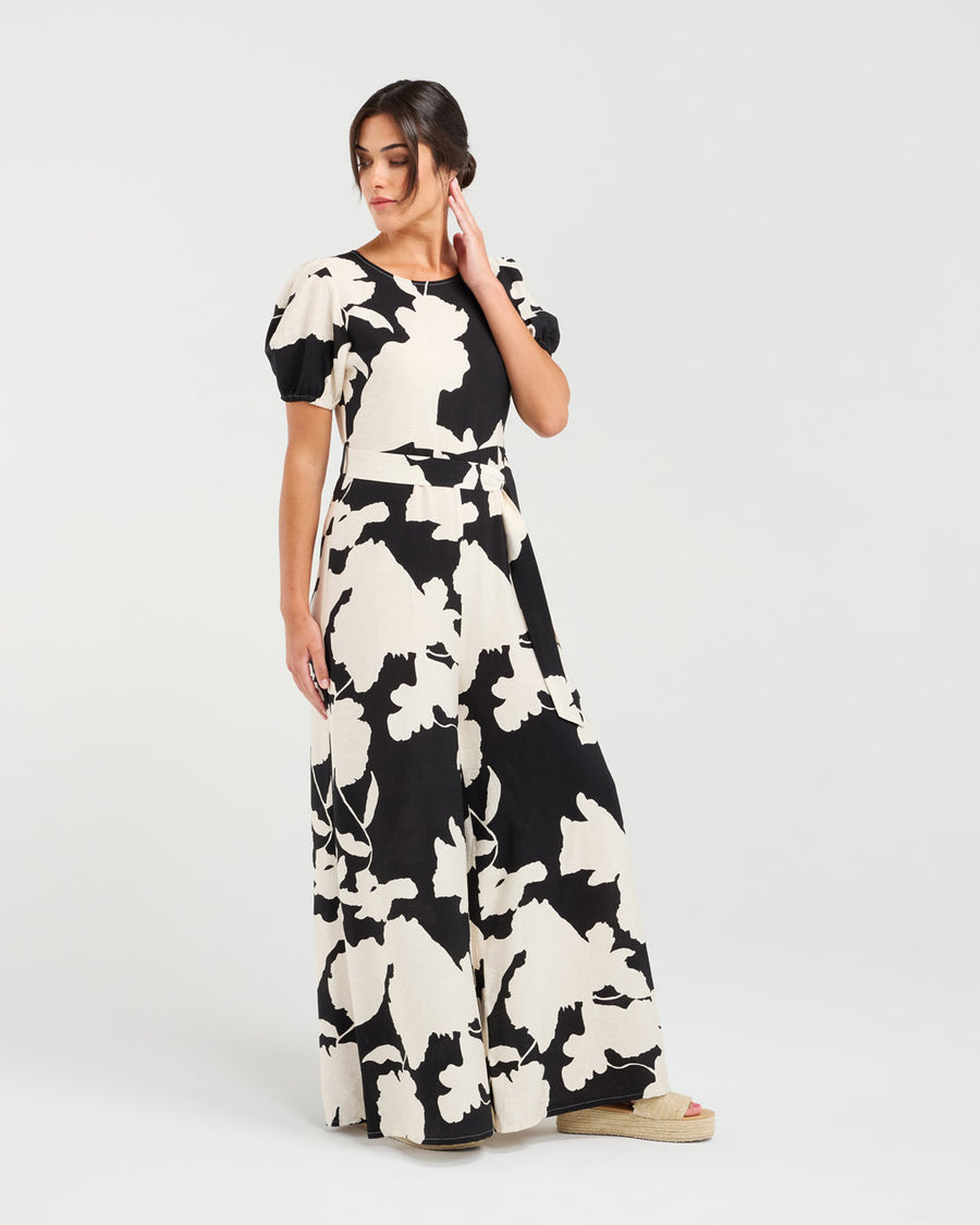 Juliana Tie Waist Jumpsuit | Black | Blackstone