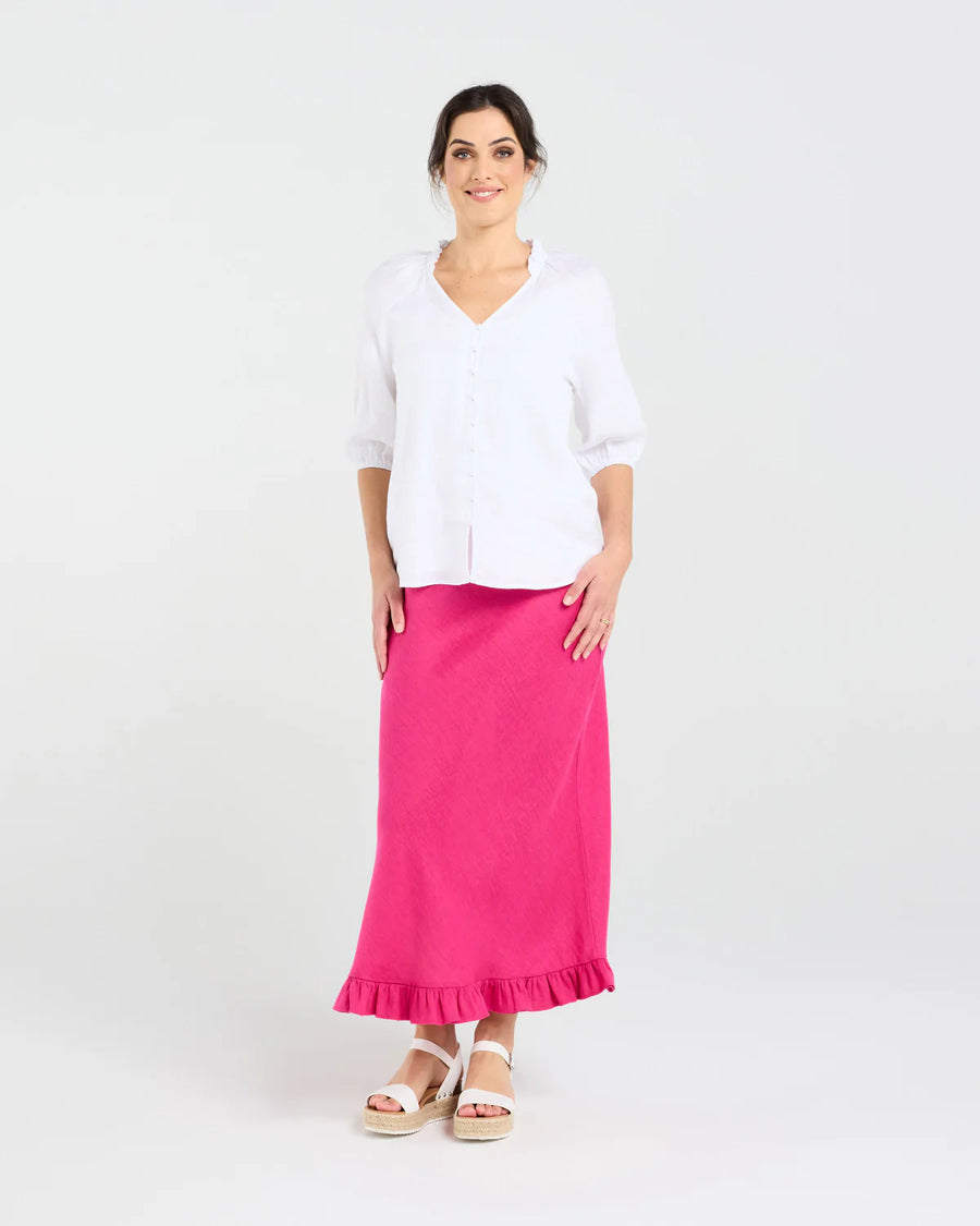 Justine Frill Blouse | White | Blackstone