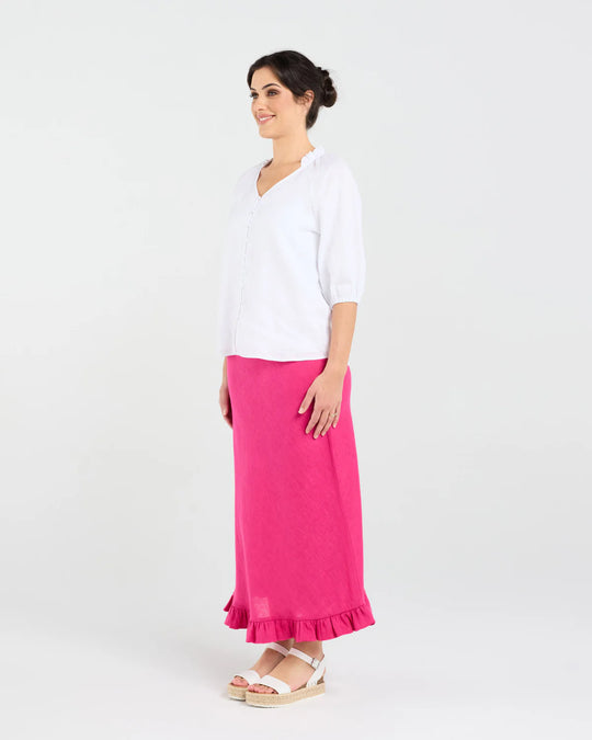 Justine Frill Blouse | White | Blackstone