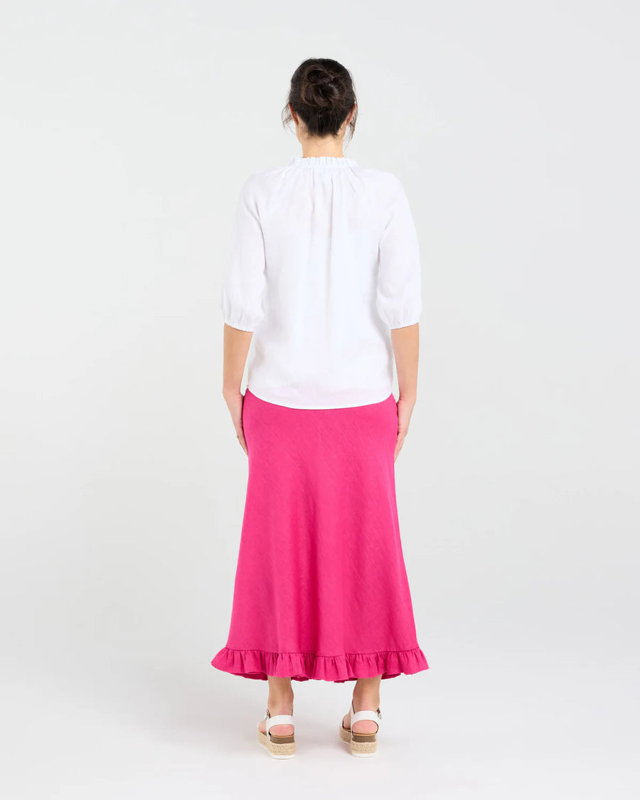 Justine Frill Blouse | White | Blackstone