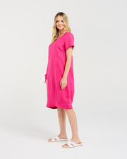 Lilian Linen Dress | Raspberry | Blackstone