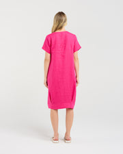 Lilian Linen Dress | Raspberry | Blackstone